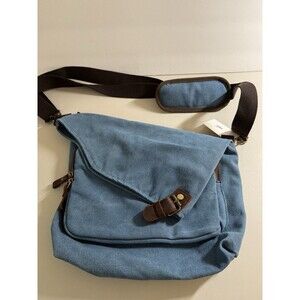 Amhoo Canvas Crossbody Bag Blue Heavyweight Canvas Leather Boho Gorpcore